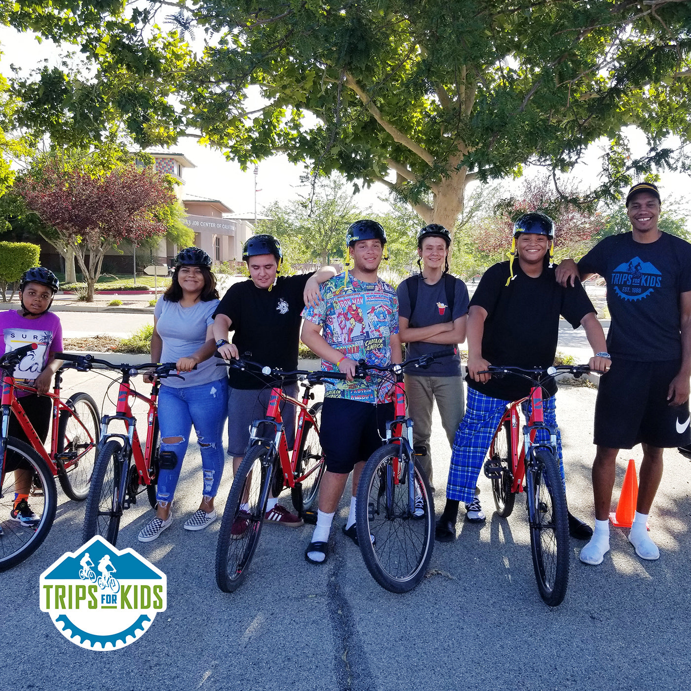 Trips for Kids crew on bikes