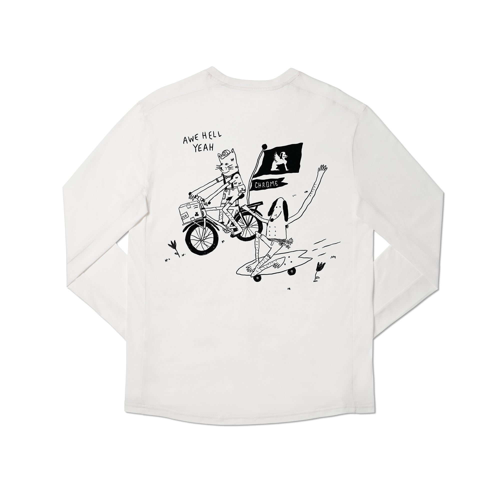 Men's Garbage Party Long Sleeve Tee in white back side #color_white