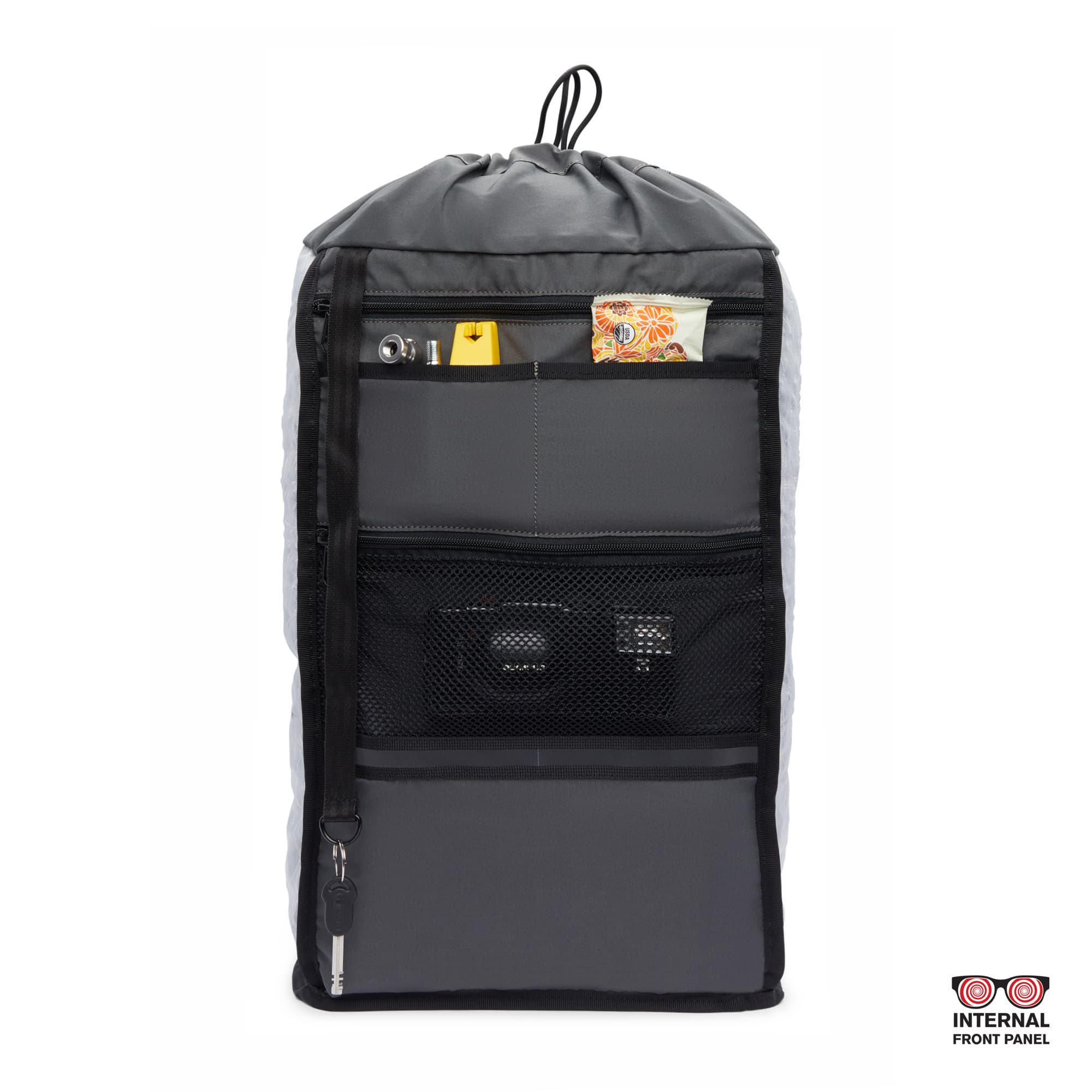 Tensile Ruckpack in black inside out pocket detail #color_black